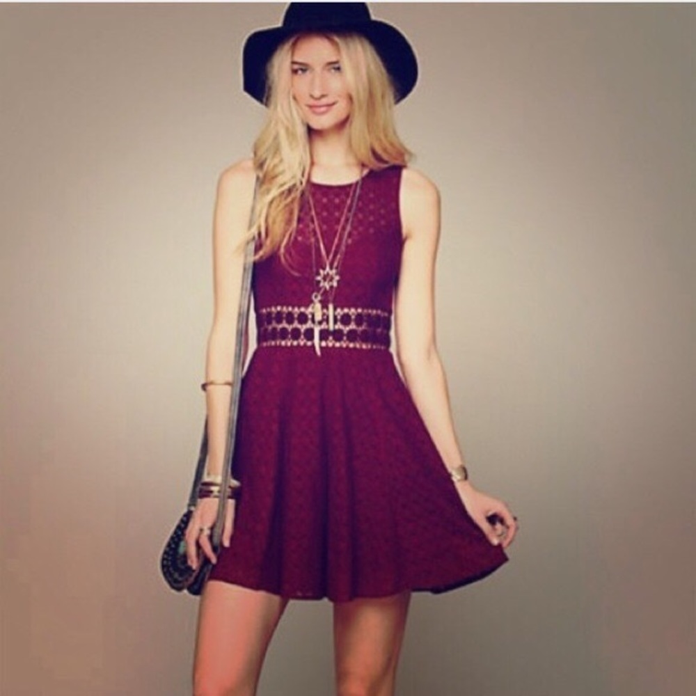 Free People Maroon Cut Out Dress
